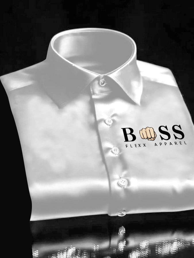 Men's Vintage Letter Print Satin Long Sleeve Shirt