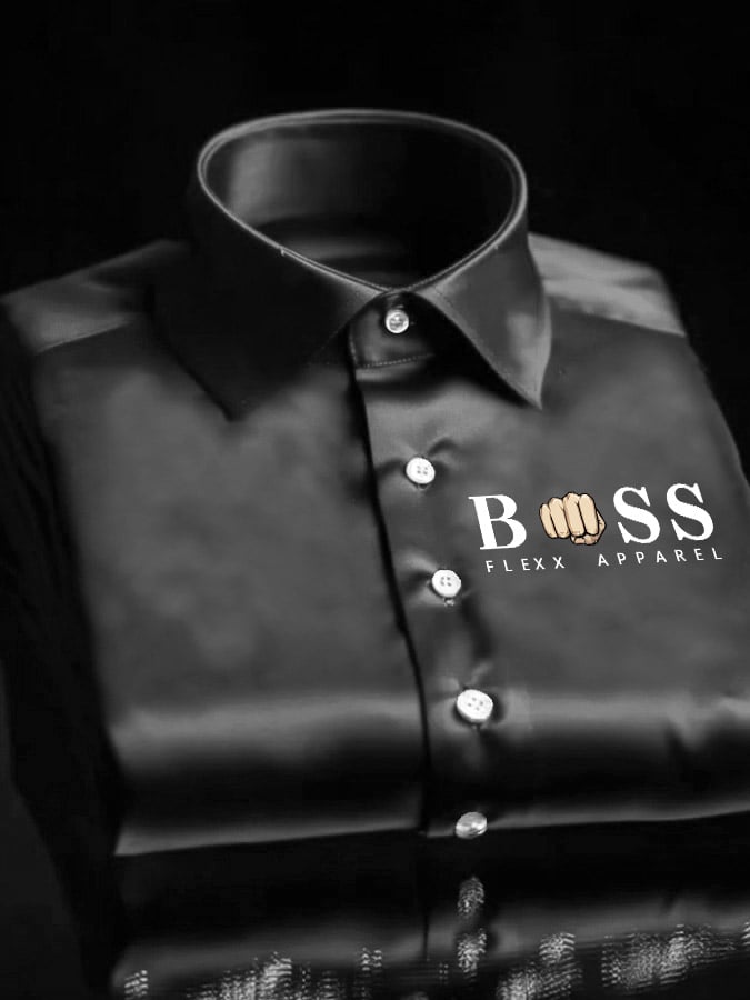 Men's Vintage Letter Print Satin Long Sleeve Shirt