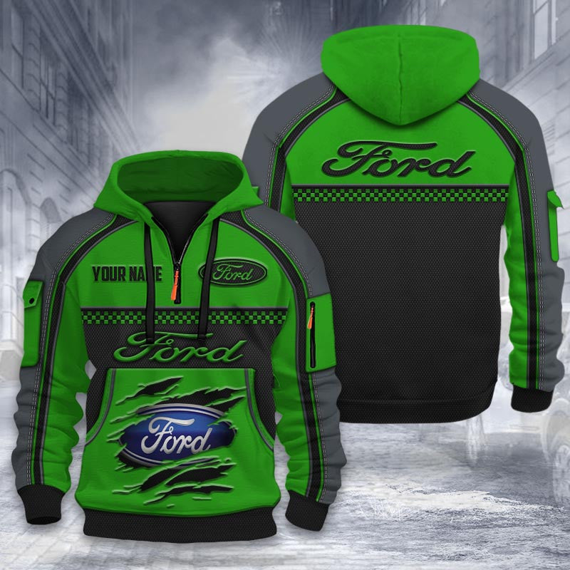 Ford DMHT1922 3D félcipzáras kapucnis pulóver, többszínű