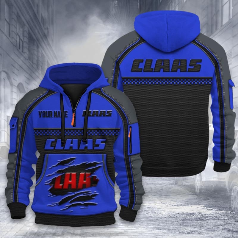 Claas DMHT2027 3D félcipzáras kapucnis pulóver, többszínű