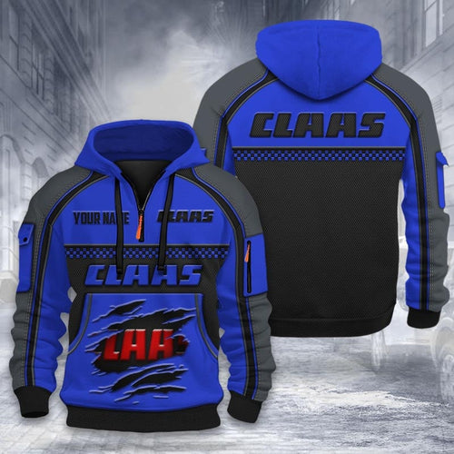 Claas DMHT2027 3D félcipzáras kapucnis pulóver, többszínű