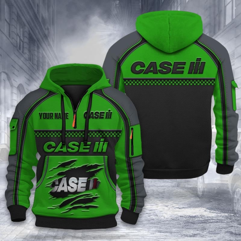 Case IH DMHT2024 3D félcipzáras kapucnis pulóver, többszínű